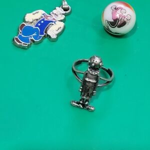 Sterling Olive Oyl / Popeye Pendant/ olive marble